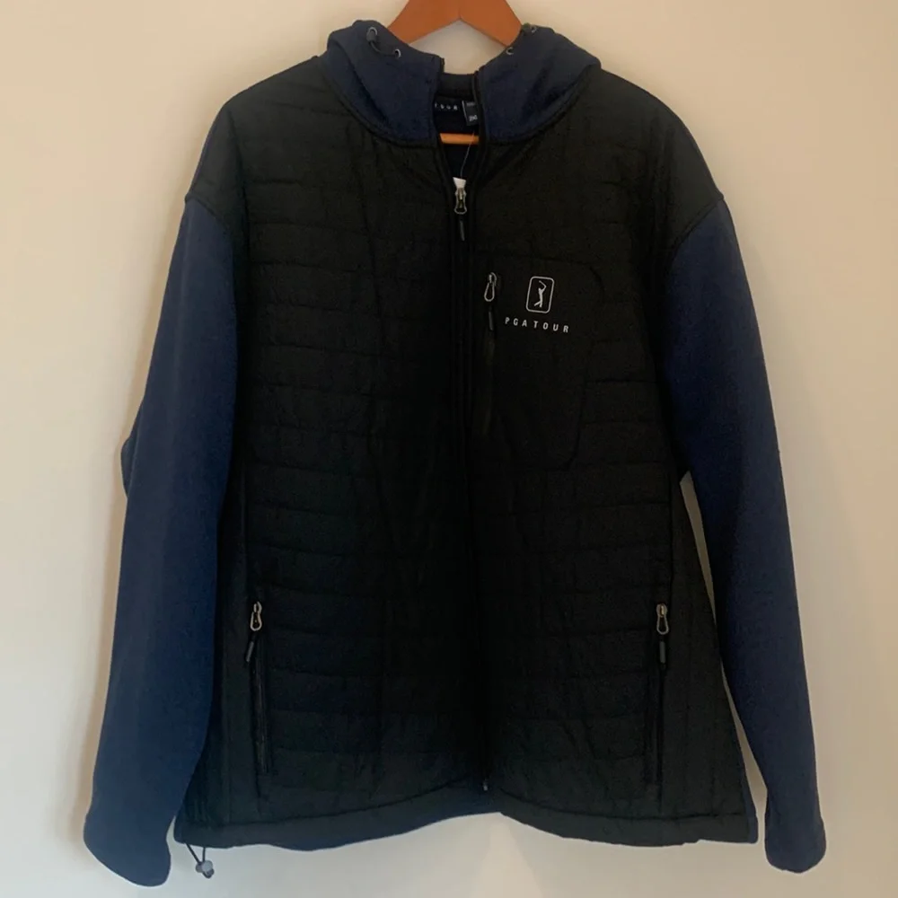 PGA‎ Tour Men’s 2XL Jacket Blue and Black Quilted and Fleece
